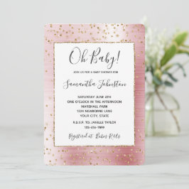 Convite Chá de fraldas Sparkle Confetti Dourado Glam Cor-d