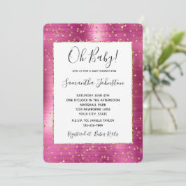 Convite Chá de fraldas Sparkle Confetti Gelado-Rosa Dourad