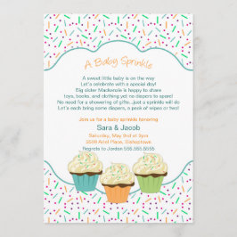 Convite Chá de fraldas Sprinkle do Cupcake Convidar cores