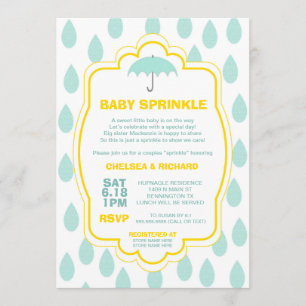 Convite Chá de fraldas Sprinkle Incita Raindrop teal amare