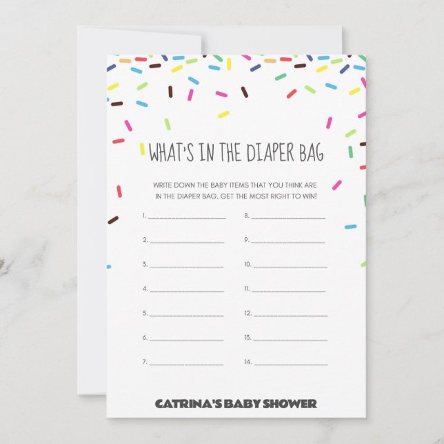 Convite Chá de fraldas Sprinkle - Nome editável, 5x7 (Frente)