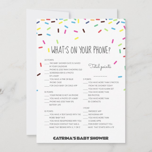 Convite Chá de fraldas Sprinkle - Nome editável, 5x7 (Frente)