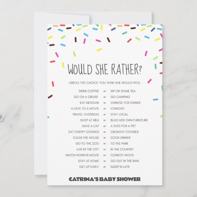 Convite Chá de fraldas Sprinkle - Nome editável, 5x7 (Frente)