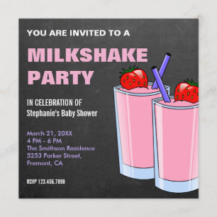 Convite Chá de fraldas Strawberry Milkshake