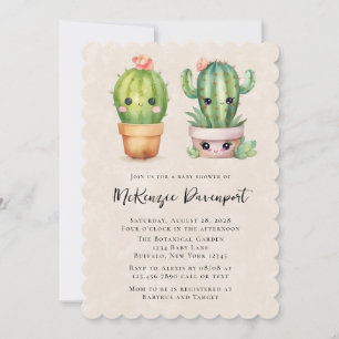 Convite Chá de fraldas Suculento De Cactus Bonitos