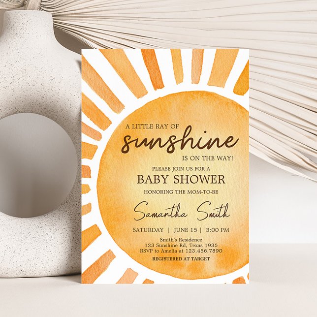 Convite Chá de fraldas Sunshine (A Little Ray of Sunshine Baby Shower Invitation)