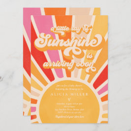 Convite Chá de fraldas Sunshine Boho Retro Rosa Rosa Sunsh