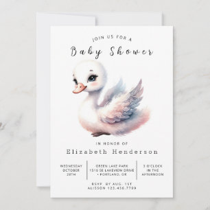 Convite Chá de fraldas Swan Editável Whimsy