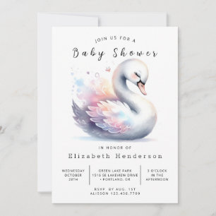 Convite Chá de fraldas Swan Imprimível Whimsy