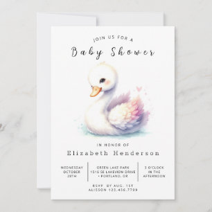 Convite Chá de fraldas Swan Personalizado Bohemian