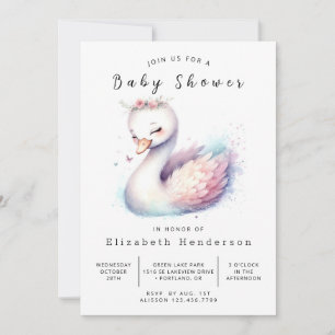 Convite Chá de fraldas Swan Personalizado Boho