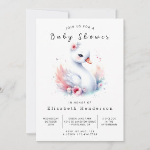 Convite Chá de fraldas Swan Personalizado Boho