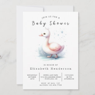 Convite Chá de fraldas Swan Personalizado Elegante