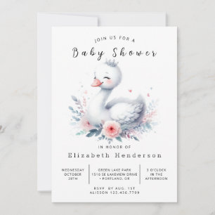 Convite Chá de fraldas Swan Personalizado Feliz