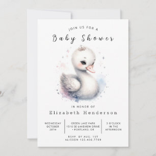 Convite Chá de fraldas Swan Personalizado Whimsy