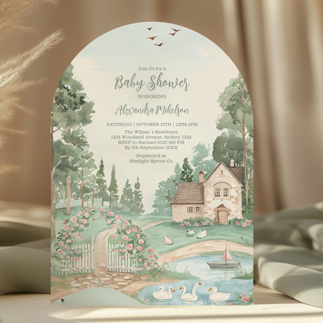 Convite Chá de fraldas Swan Princess (Criador carregado)