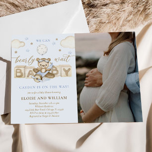 Convite Chá de fraldas Teddy Bear Balloon Boy