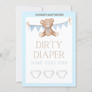 Convite Chá de fraldas Teddy Bear - Nome editável, 5x7 tam
