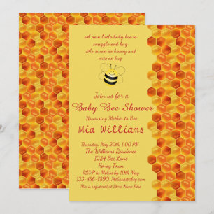 Convite Chá de fraldas temático da abelha adorável do m