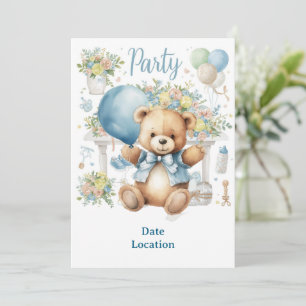 Convite Chá de fraldas tênis para o Bebê Menino Blue Temed