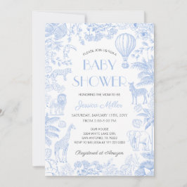 Convite Chá de fraldas Toile De Jouy Animais Safari