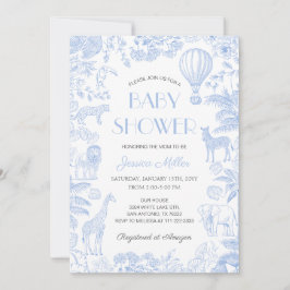 Convite Chá de fraldas Toile De Jouy Animais Safari