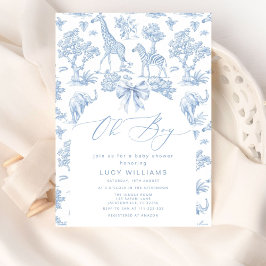 Convite Chá de fraldas Toile de Jouy Safari Oh Boy