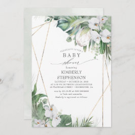 Convite Chá de fraldas tropical das Orquídeas Proteicas do