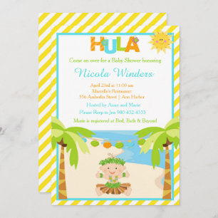 Convite Chá de fraldas Tropical de Hula