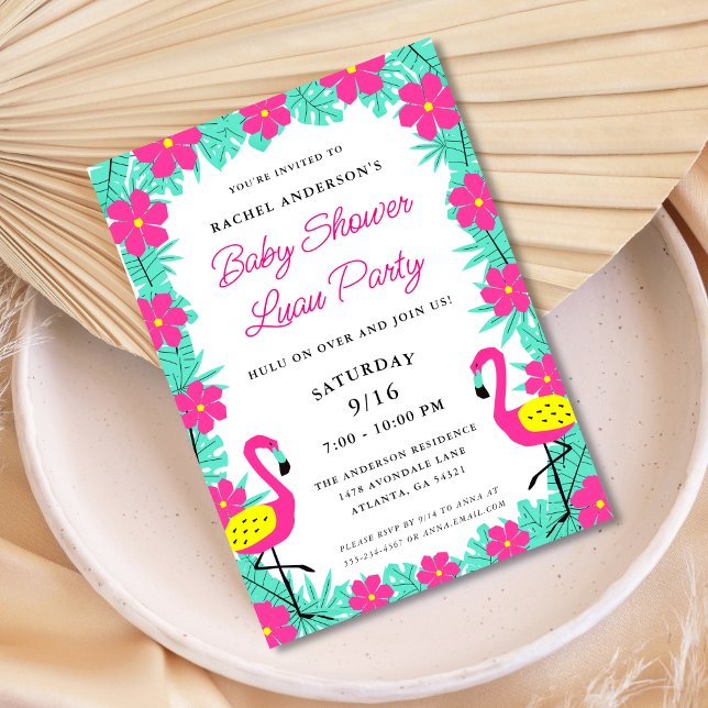 Convite Chá de fraldas Tropical de Luau (Criador carregado)