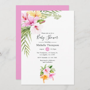 Convite Chá de fraldas tropical de verão