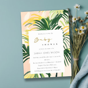 Convite Chá de fraldas Tropical Palm Beach do Boho Blush
