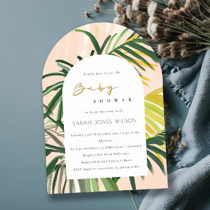 Convite Chá de fraldas Tropical Palm Beach do Boho Blush
