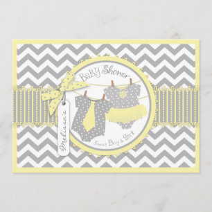 Convite Chá de fraldas Tutu Chevron gêmeo