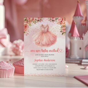 Convite Chá de fraldas Tutu Cute Ballerina - Floral Rosa