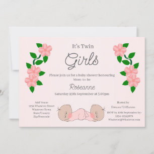 Convite Chá de fraldas Twin Baby Girls