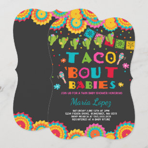 Convite Chá de fraldas Twin Fiesta Convide Taco Bout Babi