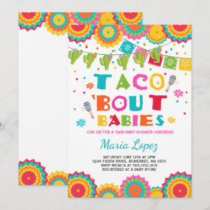 Convite Chá de fraldas Twin Fiesta Convide Taco Bout Babi