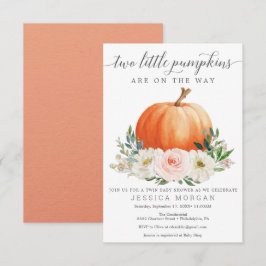 Convite Chá de fraldas Twin Floral de Pumpkin Floral Russo