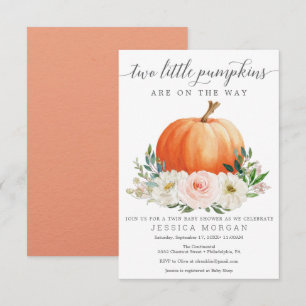 Convite Chá de fraldas Twin Floral de Pumpkin Floral Russo