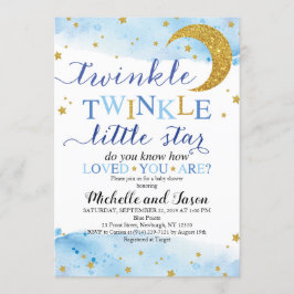 Convite Chá de fraldas Twinkle (Azul e Dourado)