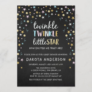 Convite Chá de fraldas Twinkle Little Star Confetti & Cha