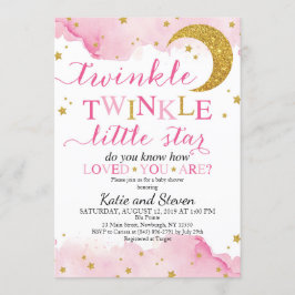 Convite Chá de fraldas Twinkle (Rosa e Dourado)