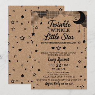 Convite Chá de fraldas Twinkle Twinkle Little Star Kraft