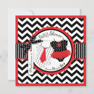 Convite Chá de fraldas Twins Tie Tutu Chevron