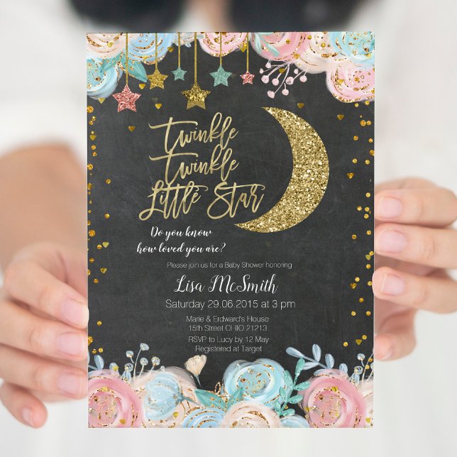 Convite Chá de fraldas Twinzinho de Estrelas Twinzível (Criador carregado)