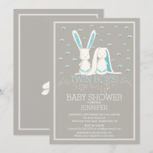 Convite Chá de fraldas único de gêmeos Primavera