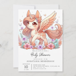 Convite Chá de fraldas Unicorn Adorável