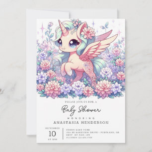Convite Chá de fraldas Unicorn bonito