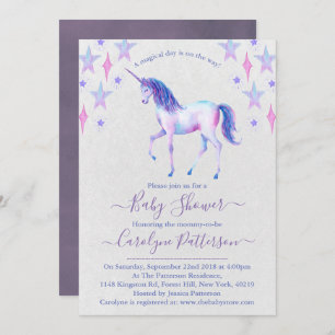 Convite Chá de fraldas Unicorn Chic Rainbow Watercolor